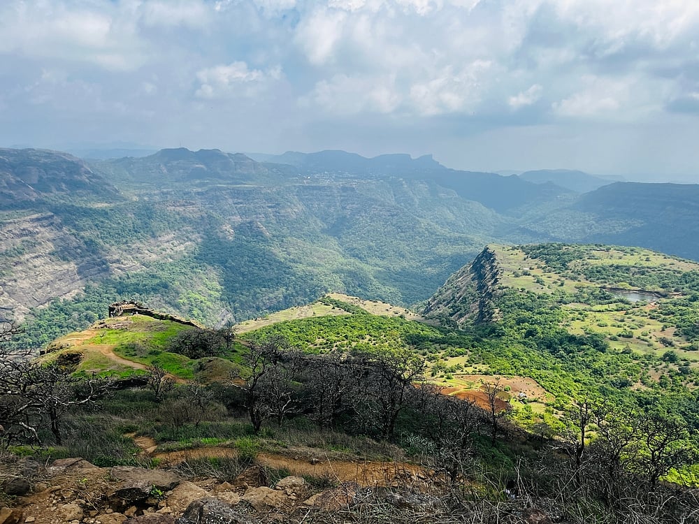 Shutterstock : Rajmachi fort is located in the rugged hills of the Sahyadris